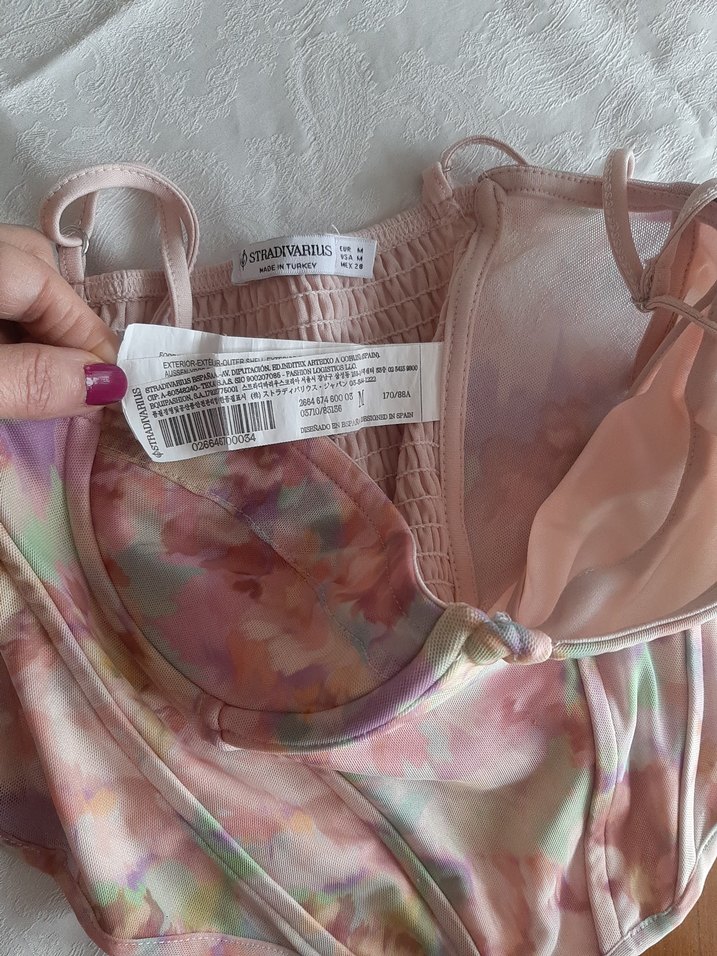 Stradivarius Pembe Dantel Büstiyer - Görsel 5