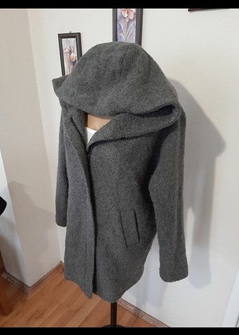 Mango yün kapüşonlu kaban - Görsel 5