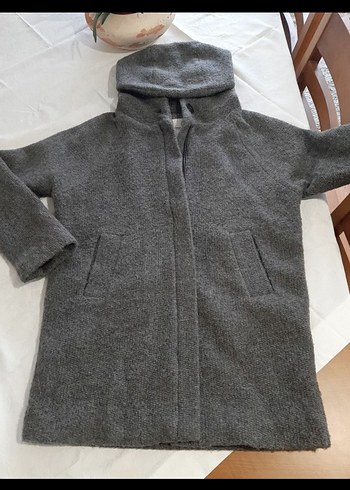 Mango yün kapüşonlu kaban - Görsel 7