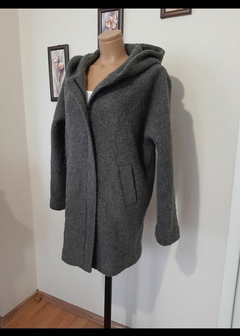 Mango yün kapüşonlu kaban - Görsel 3