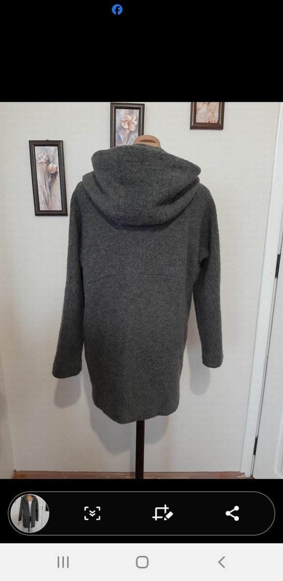 Mango yün kapüşonlu kaban - Görsel 2