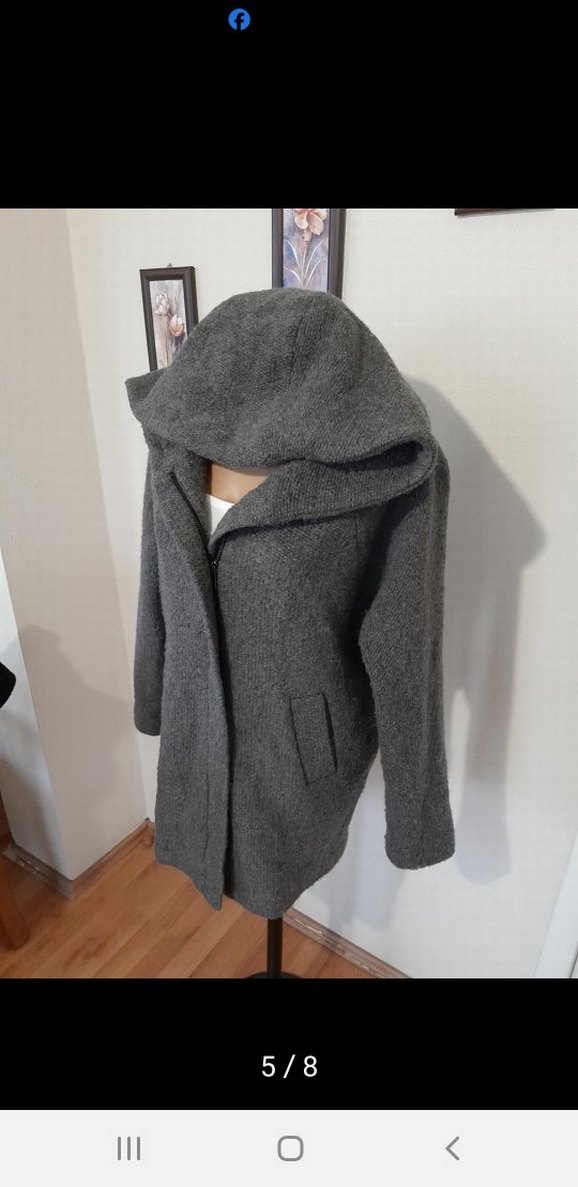 Mango yün kapüşonlu kaban - Görsel 5