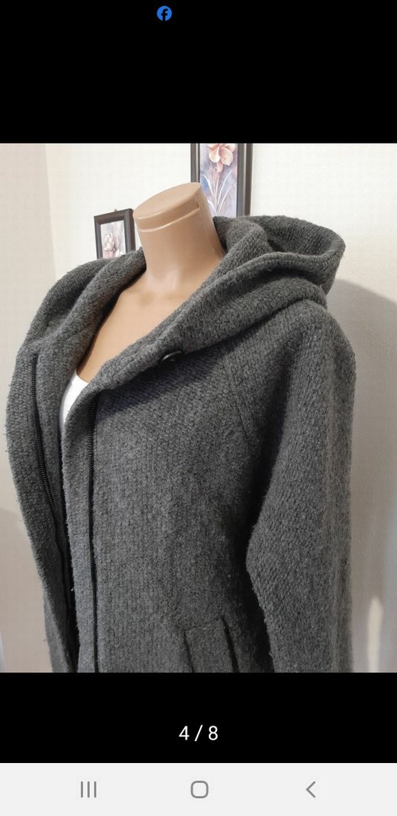 Mango yün kapüşonlu kaban - Görsel 4