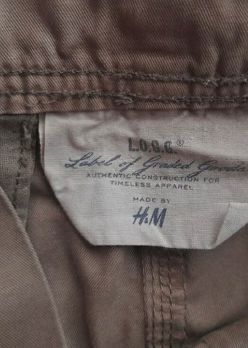 H&M Bej Vintage Grunge Kargo Etek H&M