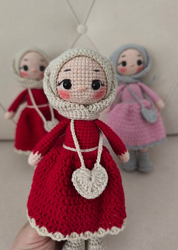 Pastel renkli örgü bebekler seti - Görsel 3