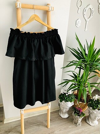 H&M Siyah Kayık Yaka Günlük Elbise