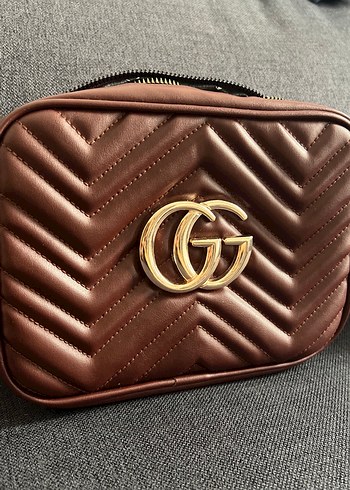 Gucci Bordo Deri Gucci Zincir Detaylı Kadın Çanta
