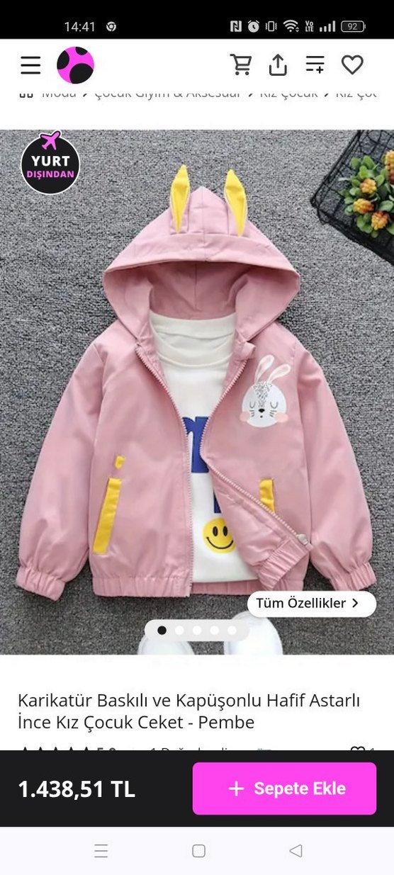 Pembe mevsimlik mont - Görsel 4