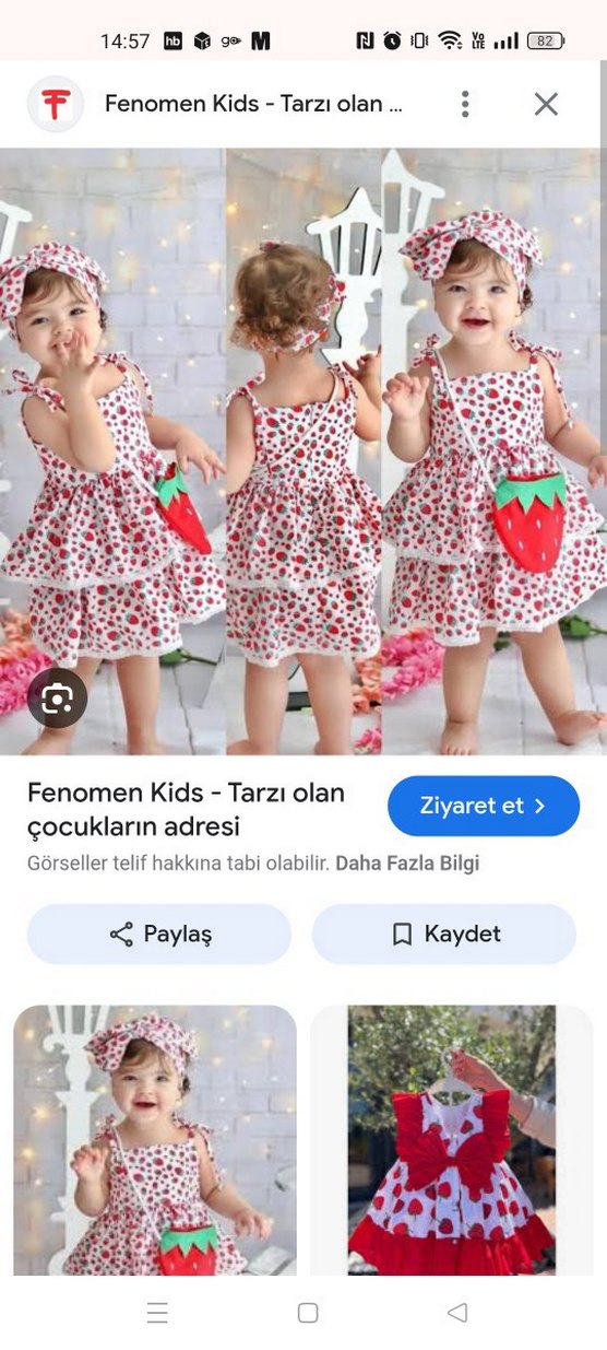 Kız Çocuk çilekli Elbise - Görsel 2