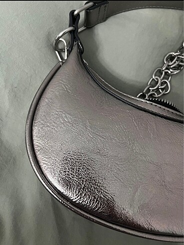 Stradivarius Stradivarius metalik gri çanta
