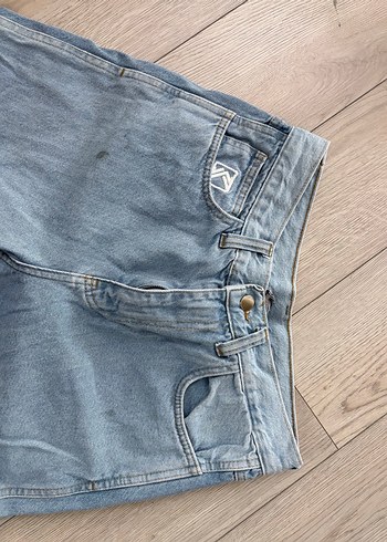 Diğer Mavi Baskılı Bol Kesim Denim Pantolon Vintage Oversize Kargo