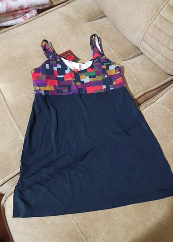 Renkli Desenli Siyah Midi Kadın Mayo - Görsel 3