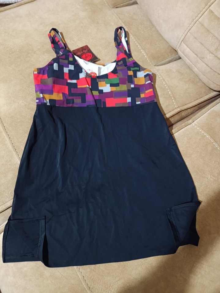 Renkli Desenli Siyah Midi Kadın Mayo - Görsel 2