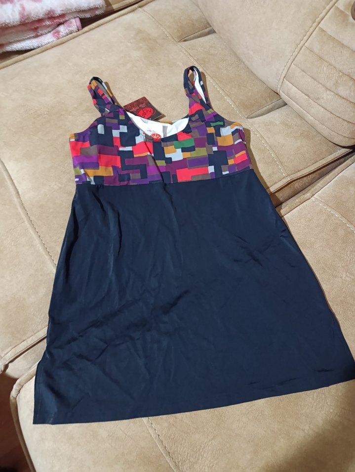 Renkli Desenli Siyah Midi Kadın Mayo - Görsel 3