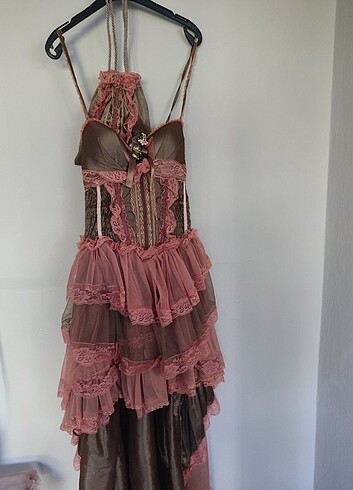 38 Beden haki Renk Vintage Elbise