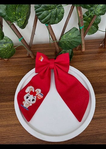 Kırmızı Pamuk Fiyonk Saç Aksesuarı