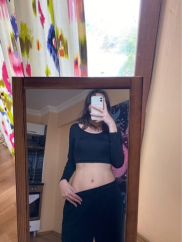 universal Beden Siyah crop