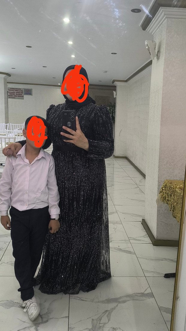 Siyah Drapeli Uzun Gotik Abiye Elbise - Görsel 2