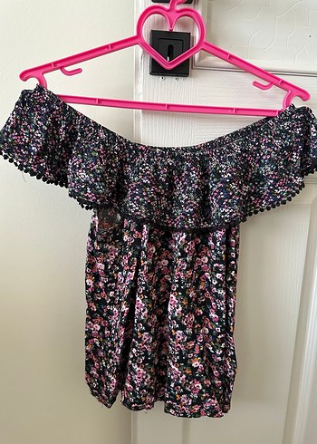 Kadın Pembe Straplez Fırfırlı Mini Bluz