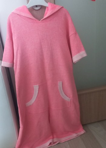 Panço marka Kız Çocuk Pembe Kapüşonlu Bornoz/elbise - Görsel 2