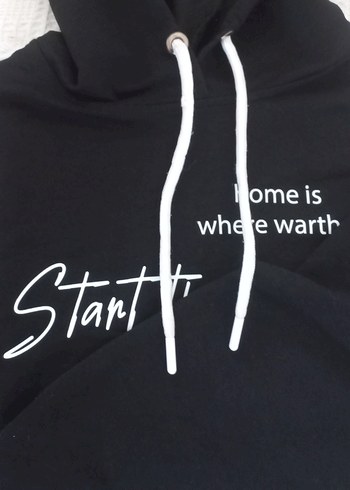 Beyaz atlet ve siyah kapüşonlu crop sweat shirt takım kız çocuk - Görsel 3