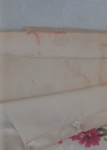 antika Pembe Çiçek Desenli Retro ağır saten fon perde güneşlik - Görsel 6