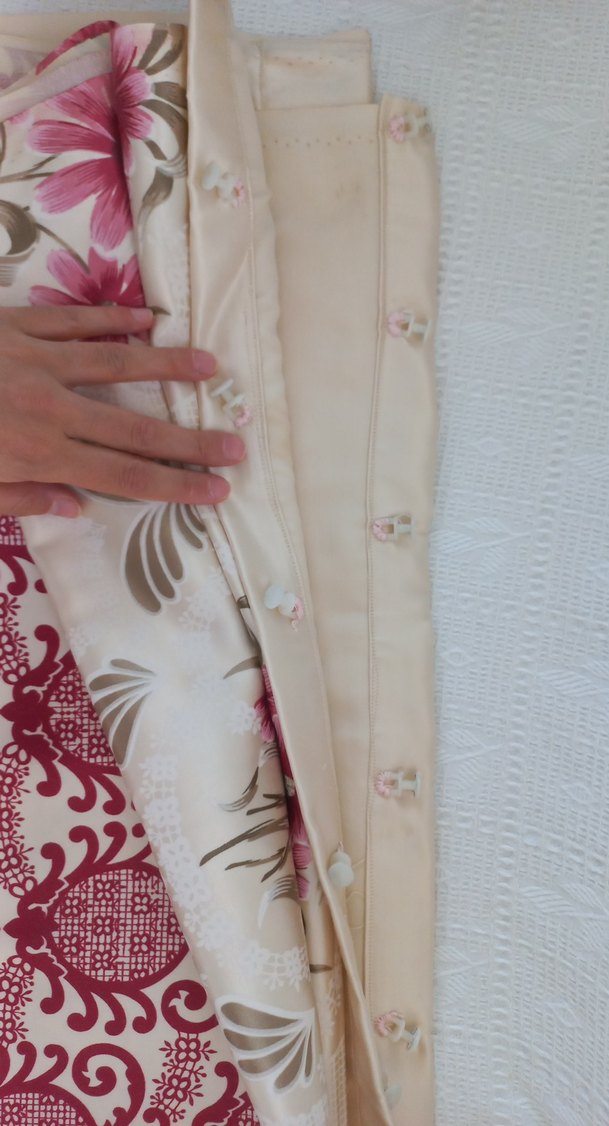 antika Pembe Çiçek Desenli Retro ağır saten fon perde güneşlik - Görsel 4