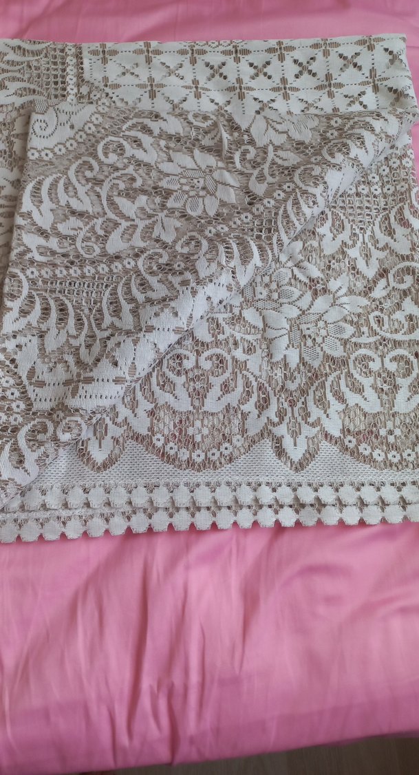 Retro Bej Dantel Masa örtüsü Seti. 220-150cm ölçülerinde - Görsel 3
