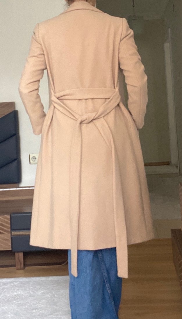 Adl Bej Midi Düğmeli Kadın Kaban - Görsel 2