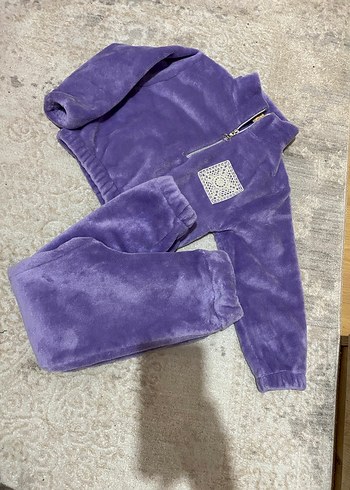 Mor Peluş Kız Eşofman Takımı - Görsel 2