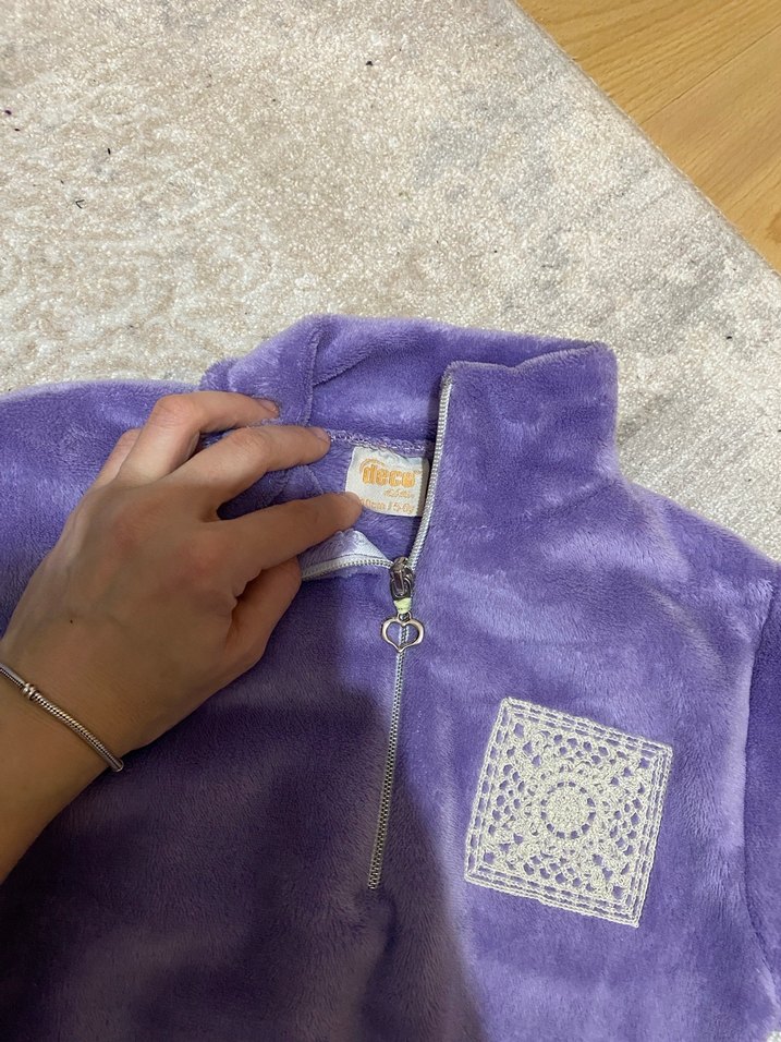 Mor Peluş Kız Eşofman Takımı - Görsel 3