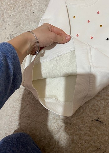 Kız Çocuk Beyaz Nakışlı Sweatshirt - Görsel 3