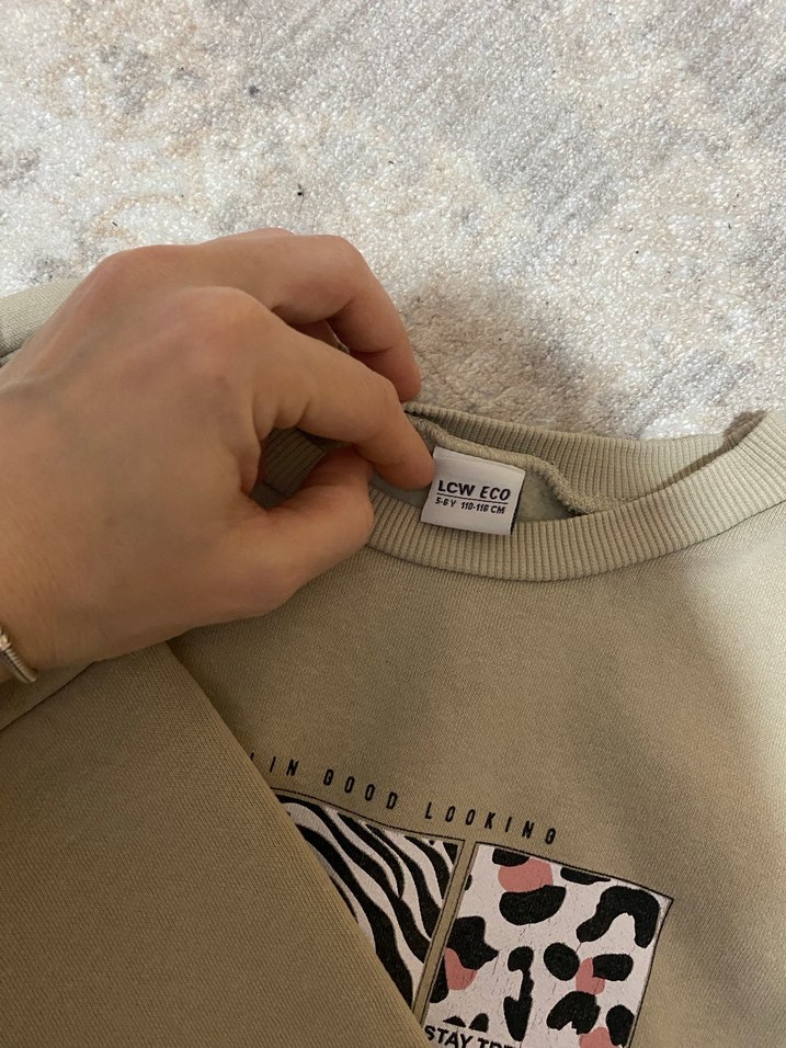 Kız Çocuk Bej Zebra Desenli Sweatshirt - Görsel 3
