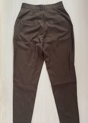 Kadın Kahverengi Salaş Midi Kumaş Pantolon Vintage - Görsel 5