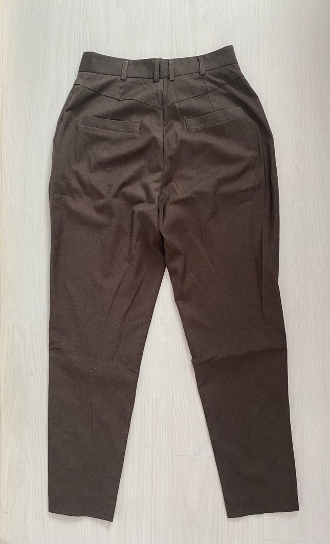 Kadın Kahverengi Salaş Midi Kumaş Pantolon Vintage - Görsel 5