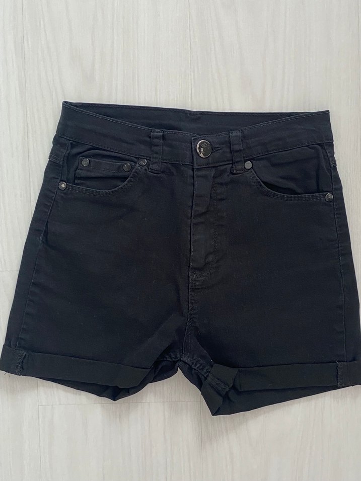 Kadın Siyah Mini Denim Şort - Görsel 2