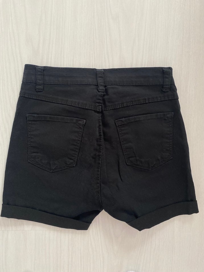 Kadın Siyah Mini Denim Şort - Görsel 4