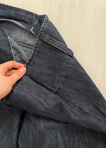 Lacivert Bol Kesim Vintage Kot Pantolon - Görsel 5