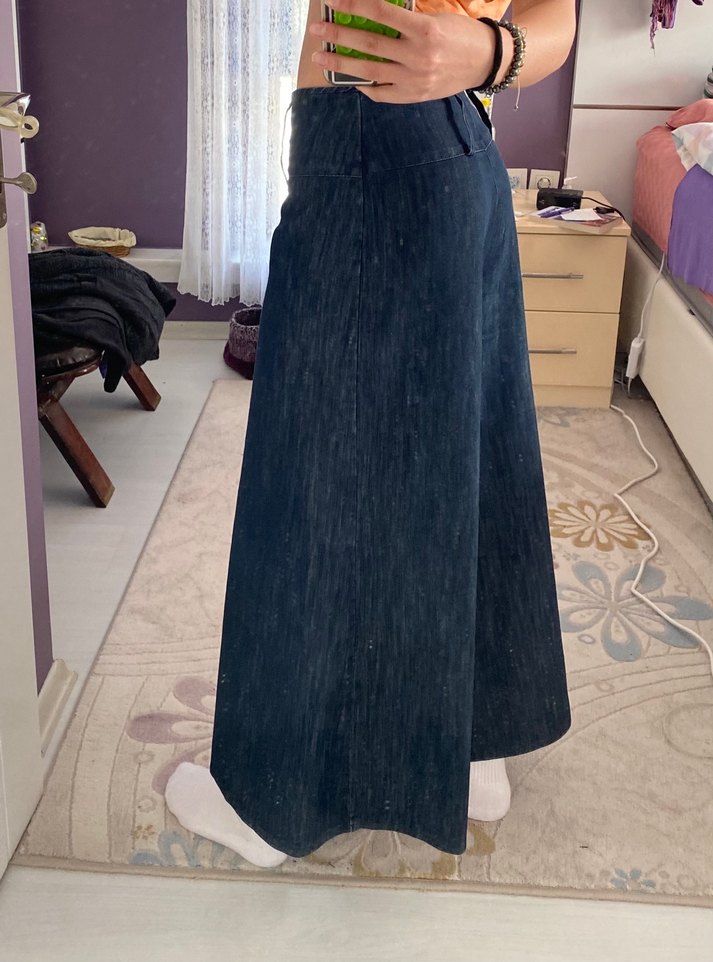 Lacivert Bol Kesim Vintage Kot Pantolon - Görsel 3