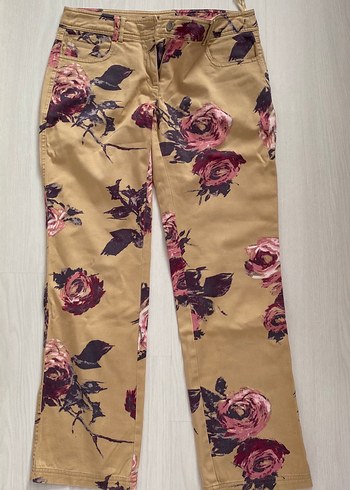 Desenli Düğmeli Kadın Pantolon Vintage - Görsel 3