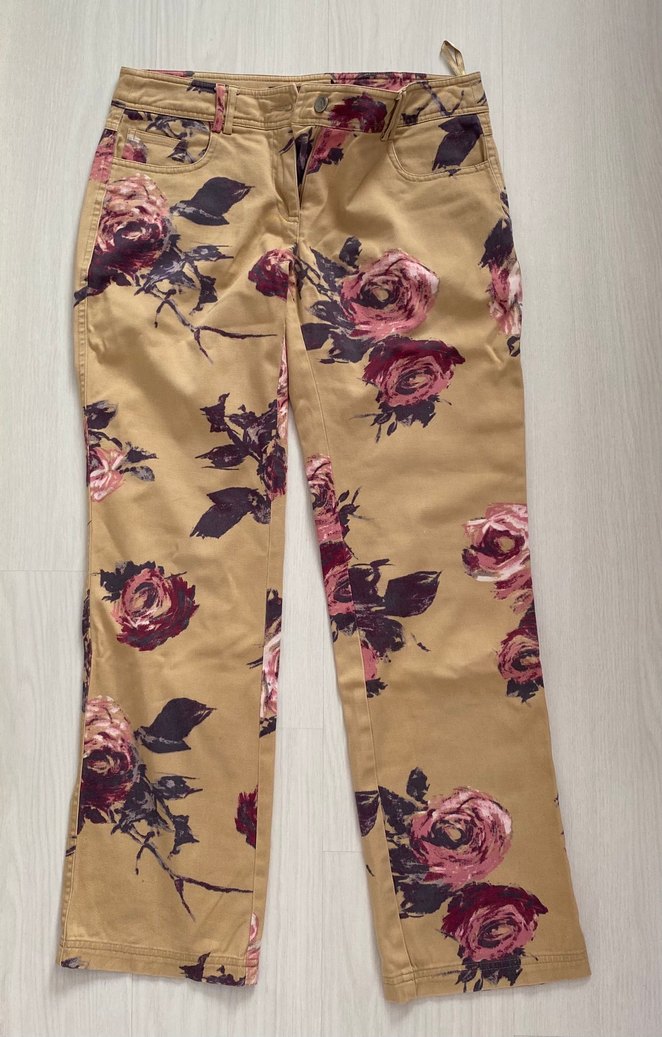 Desenli Düğmeli Kadın Pantolon Vintage - Görsel 3