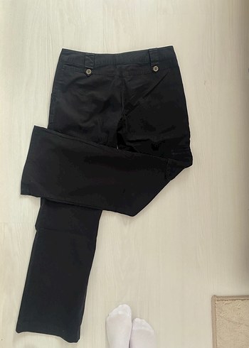 Düğmeli Siyah Düşükbel  Kadın Denim Pantolon - Görsel 4