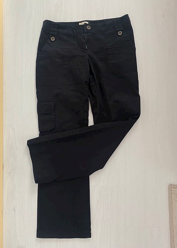 Düğmeli Siyah Düşükbel  Kadın Denim Pantolon - Görsel 3