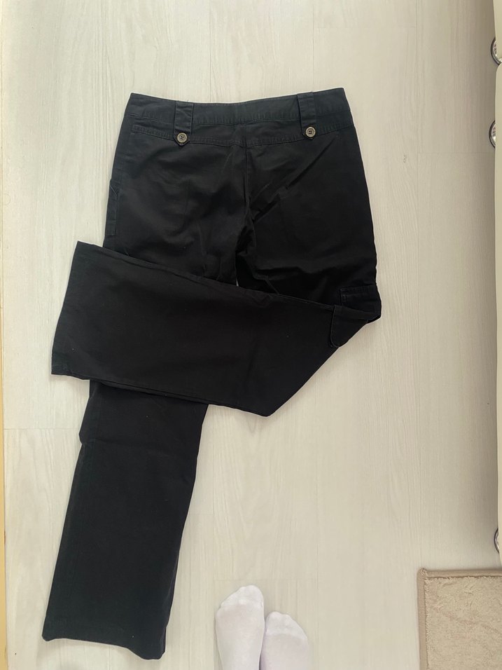 Düğmeli Siyah Düşükbel  Kadın Denim Pantolon - Görsel 4