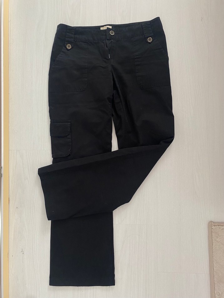 Düğmeli Siyah Düşükbel  Kadın Denim Pantolon - Görsel 3