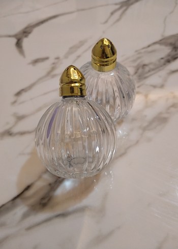 Altın Kapaklı Cam Tuzluk ve Biberlik Seti - Görsel 2