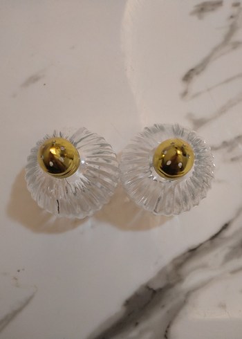 Altın Kapaklı Cam Tuzluk ve Biberlik Seti - Görsel 3