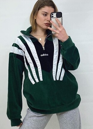 Adidas Yarım Fermuarlı Kalın Polar