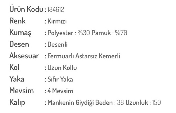 46 Beden kırmızı Renk Ekoseli tesettür elbise