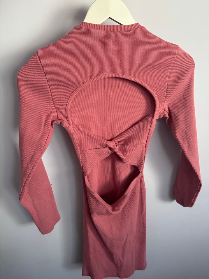 Pembe Kadın Uzun Kollu mini Elbise - Görsel 2